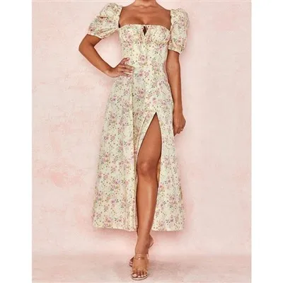 Gaun Panjang A-line Lengan Puff